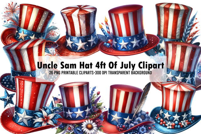Watercolor Uncle Sam Hat 4ft Of July Clipart Sublimation Rupkotha 