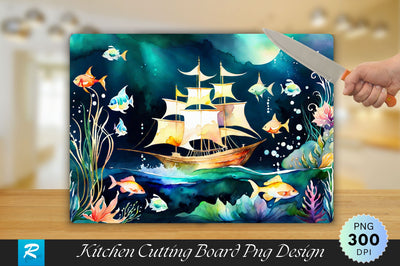 Watercolor Undersea Cutting Board Sublimation Regulrcrative 