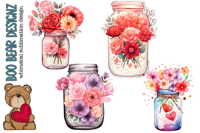 Watercolor Valentines Day Sticker Clipart Sublimation Boo Bear Designz 