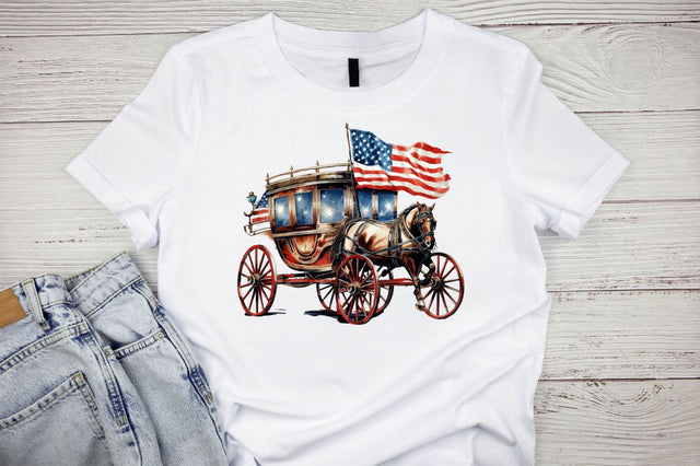 Watercolor Vehicle American Flag for 4th of July Clipart Bundle Sublimation Designangry 