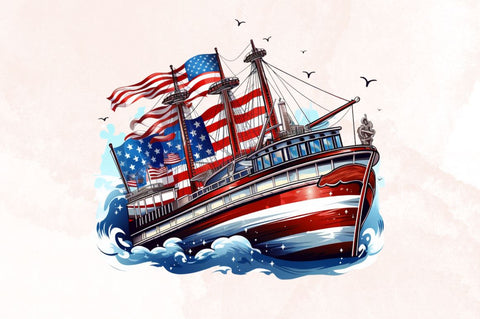Watercolor Vehicle American Flag for 4th of July Clipart Bundle Sublimation Designangry 