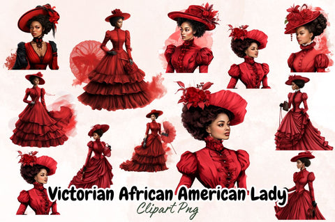 Watercolor Victorian African American Lady Clipart Bundle Sublimation Designangry 