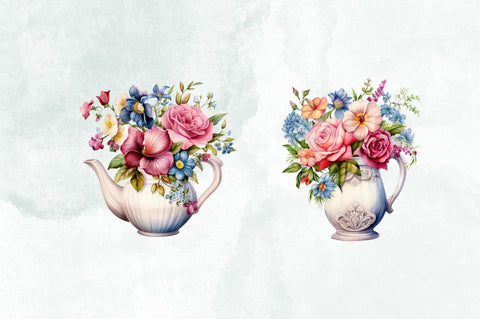 Watercolor Victorian Family Drinking Tea Clipart Bundle Sublimation Designangry 