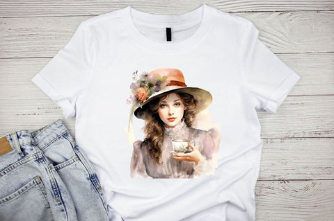 Watercolor Victorian Family Drinking Tea Clipart Bundle Sublimation Designangry 