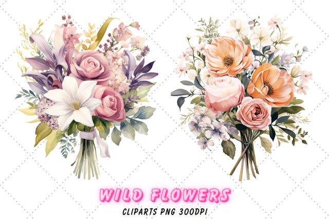 Watercolor Vintage Bouquets Clipart | Bouquets Sublimation Sublimation FloridPrintables 