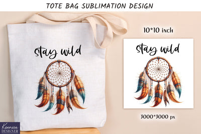 Watercolor vintage dream catcher. Tote bag design Sublimation Kseniia designer 