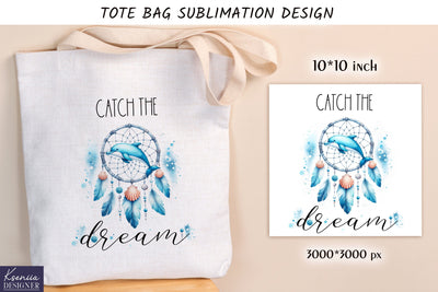 Watercolor vintage dream catcher. Tote bag design Sublimation Kseniia designer 