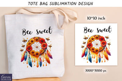 Watercolor vintage dream catcher. Tote bag design Sublimation Kseniia designer 