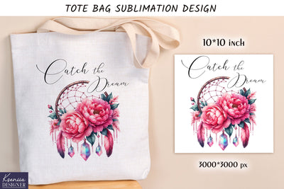 Watercolor vintage dream catcher. Tote bag design Sublimation Kseniia designer 