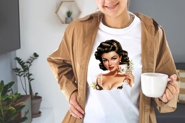 Watercolor Vintage Pin Up Latin Coffee Girl Clipart Bundle Sublimation Designangry 