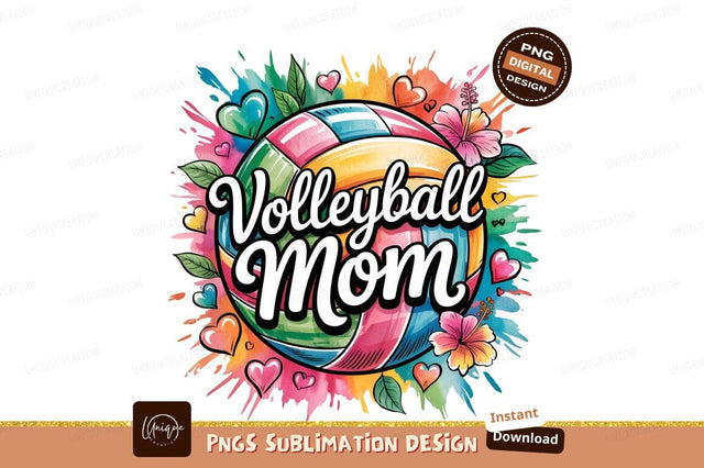 Watercolor Volleyball Mom Graphic Design Sublimation Sublimation Designangry 
