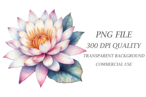 Watercolor Water Lily Clipart Sublimation Rupkotha 