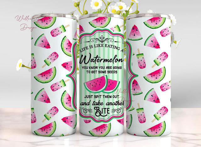 Watercolor Watermelon Popsicles, Take Another Bite, Label, Sublimation, 20 oz Skinny Tumblers, Instant Download Sublimation WillowSageDesign 