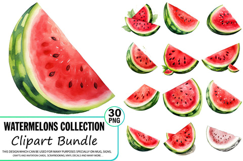 Watercolor Watermelons Clipart Bundle Sublimation Regulrcrative 