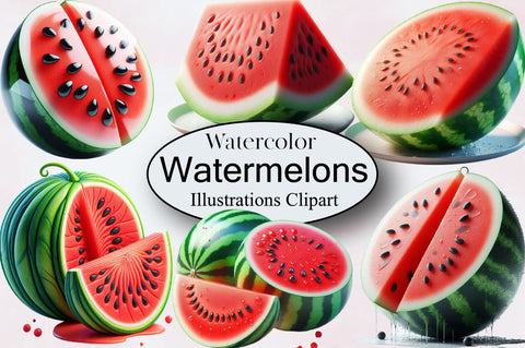 Watercolor Watermelons Clipart Bundle Sublimation SVGArt 