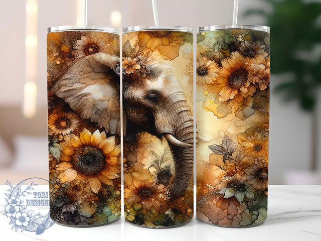 Watercolor Whimsical Elephant Tumbler, Seamless Elephant Tumbler, Wild Animal Wrap, Whimsical Elephant Wrap, Rustic Wildlife Wrap, Sublimation Design, Trendy Gift Idea Sublimation ToriDesigns 