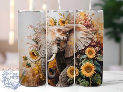 Watercolor Whimsical Elephant Tumbler, Seamless Elephant Tumbler, Wild Animal Wrap, Whimsical Elephant Wrap, Rustic Wildlife Wrap, Sublimation Design, Trendy Gift Idea Sublimation ToriDesigns 