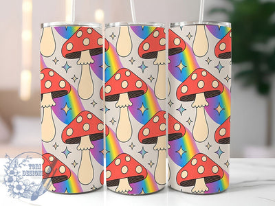 Watercolor Whimsical Mushroom Tumbler, Artistic Tumbler Design, 20oz Skinny Tumbler, Hand Painted Tumbler PNG, Soft Color Tumbler Wrap, Botanical Art Sublimation, Whimsical Mushroom Wrap Sublimation ToriDesigns 