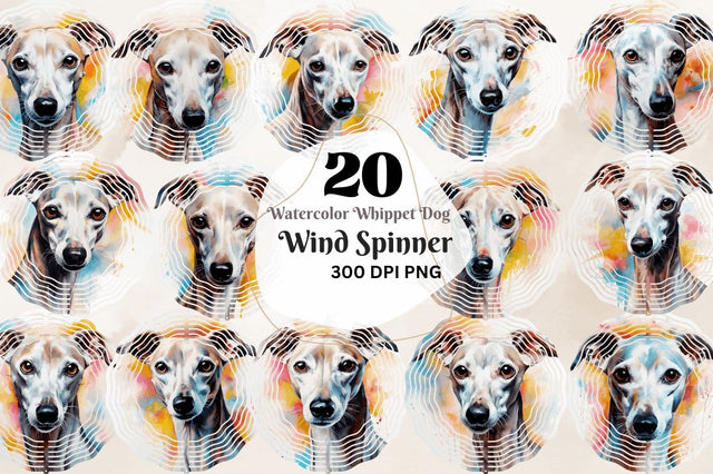 Watercolor Whippet Dog Wind Spinner Sublimation Regulrcrative 
