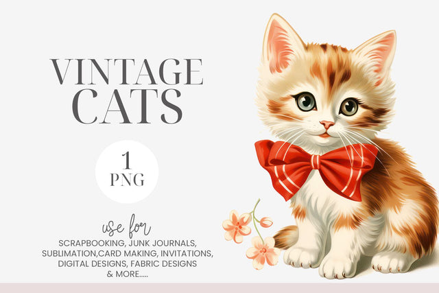 Watercolor White & Ginger Kitten Clipart PNG Sublimation BijouBay 