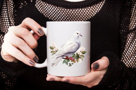 Watercolor White Pigeons Clipart Bundle Sublimation Designangry 