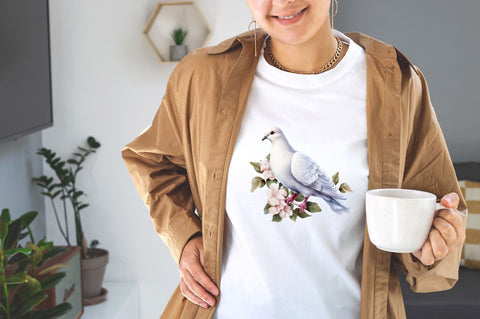 Watercolor White Pigeons Clipart Bundle Sublimation Designangry 