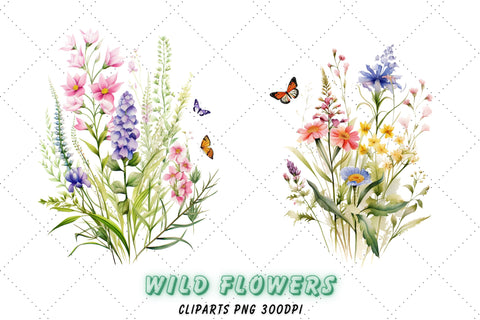 Watercolor Wild flowers clipart | Wild flowers Sublimation Sublimation FloridPrintables 