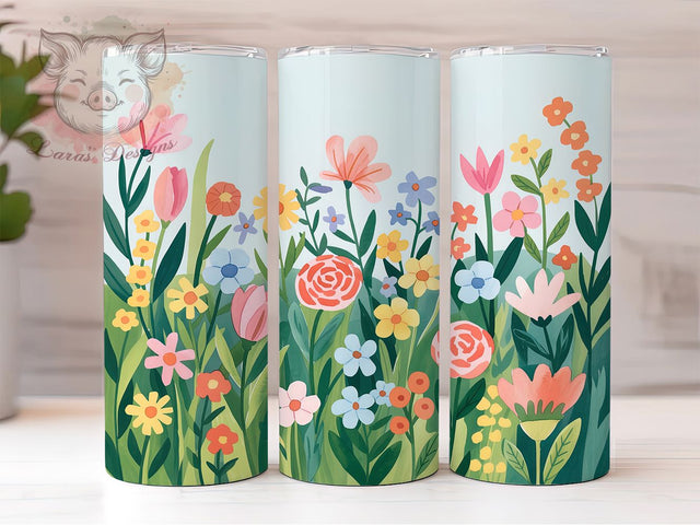 Watercolor Wild Garden Tumbler, Wild Garden Tumbler, Stylish 20oz Wrap, Sublimation Design, Trendy Gift Idea, Rustic Garden Wrap, Botanical Watercolor Tumbler Sublimation Lara' s Designs 