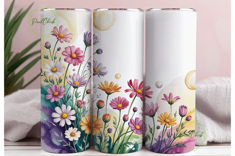 Watercolor Wildflower 20oz Tumbler Wrap Sublimation PixelChick 
