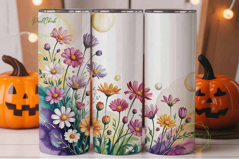 Watercolor Wildflower 20oz Tumbler Wrap Sublimation PixelChick 