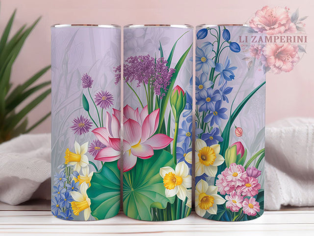 Watercolor Wildflower Botanical Tumbler, Floral 20Oz Wrap Design, Botanical Sublimation Cup, Spring Flower Drinkware, Nature Inspired Tumbler Gift, Watercolor Garden Cup Sublimation Li Zamperini 