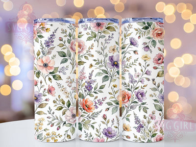Watercolor Wildflower Charm 20oz Tumbler, Wildflower Motif, Watercolor Art Design, Charm Theme, Floral Accent, Whimsical Style, Sublimation Wrap, 20oz Tumbler Sublimation SvggirlplusArt 
