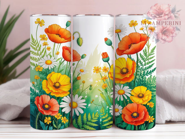 Watercolor Wildflower Fern Tumbler, Watercolor Floral Pattern, Botanical Fern Design, 20Oz Sublimation Wrap, Artistic Flower Art, Nature Watercolor Texture, Tumbler Sublimation Sublimation Li Zamperini 