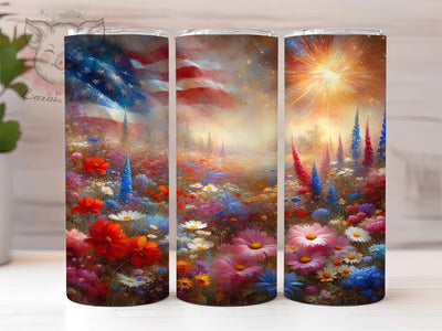Watercolor Wildflower Patriotic Tumbler, Wildflower Firework Art, July Fourth Floral, American Flower Design, Watercolor USA Art, Patriotic Nature Cup, Holiday Flower Design Sublimation Lara' s Designs 