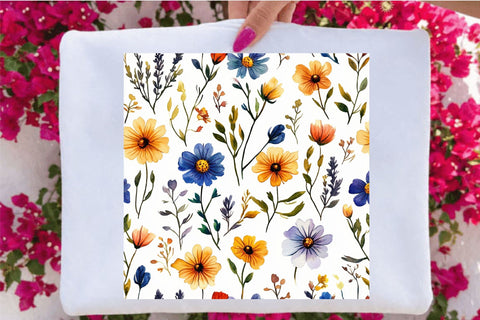 Watercolor Wildflower Seamless Patterns Digital Pattern SVGArt 