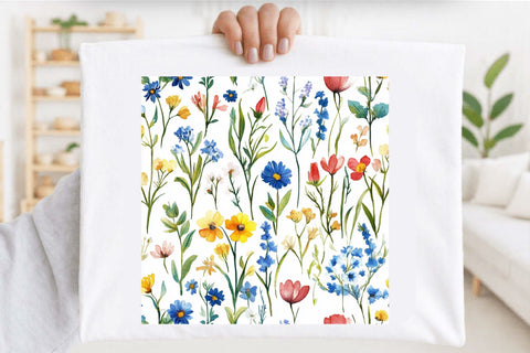 Watercolor Wildflower Seamless Patterns Digital Pattern SVGArt 