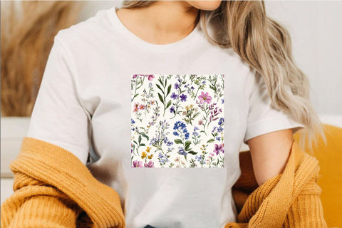 Watercolor Wildflower Seamless Patterns Digital Pattern SVGArt 