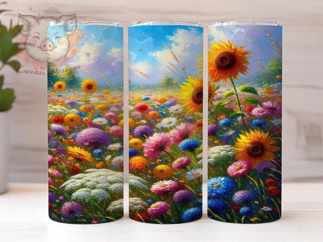 Watercolor Wildflower Sunflower Tumbler, Watercolor Floral Tumbler, Daisies Meadow Wrap, Summer Bloom Wrap, Artistic Flower Wrap, Sublimation Design, Trendy Gift Idea Sublimation Lara' s Designs 