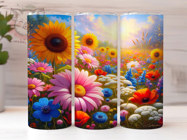 Watercolor Wildflower Sunflower Tumbler, Watercolor Floral Tumbler, Daisies Meadow Wrap, Summer Bloom Wrap, Artistic Flower Wrap, Sublimation Design, Trendy Gift Idea Sublimation Lara' s Designs 