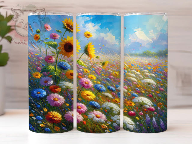 Watercolor Wildflower Sunflower Tumbler, Watercolor Floral Tumbler, Daisies Meadow Wrap, Summer Bloom Wrap, Artistic Flower Wrap, Sublimation Design, Trendy Gift Idea Sublimation Lara' s Designs 