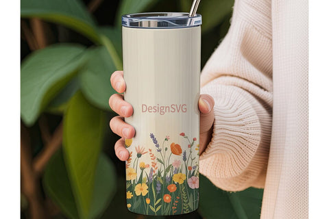 Watercolor Wildflowers 20oz Tumbler Wrap Sublimation DesignSVG 