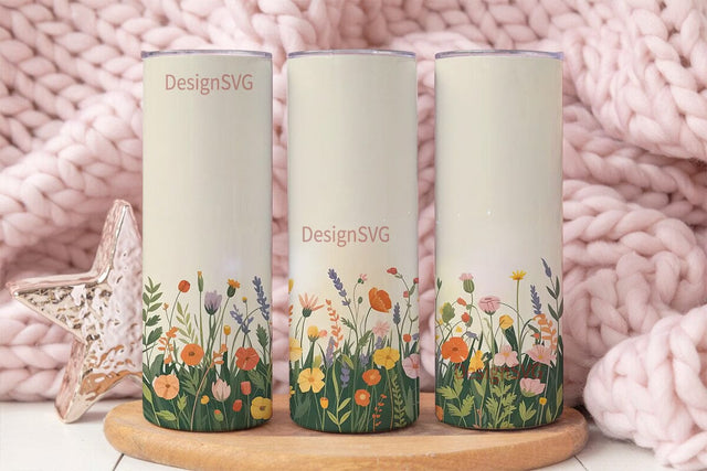 Watercolor Wildflowers 20oz Tumbler Wrap Sublimation DesignSVG 