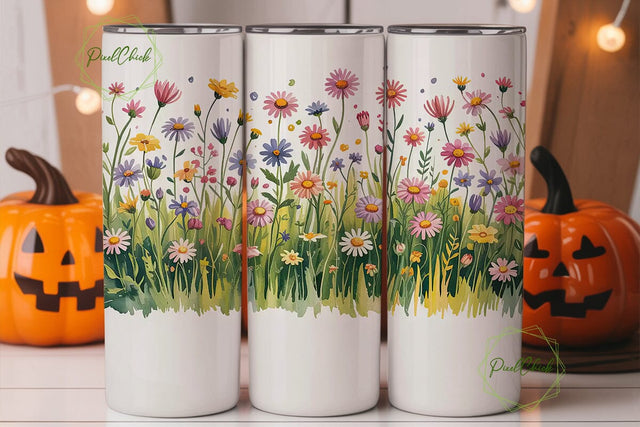 Watercolor Wildflowers 20oz Tumbler Wrap Sublimation PixelChick 