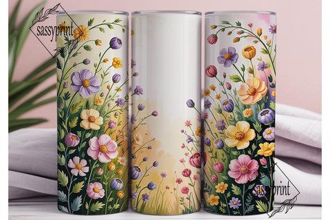 Watercolor Wildflowers 20oz Tumbler Wrap Sublimation sassyprint 