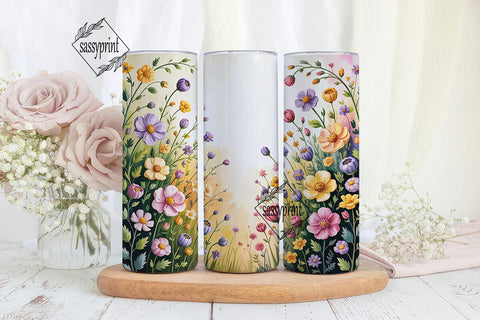 Watercolor Wildflowers 20oz Tumbler Wrap Sublimation sassyprint 
