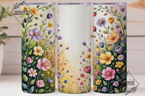 Watercolor Wildflowers 20oz Tumbler Wrap Sublimation sassyprint 