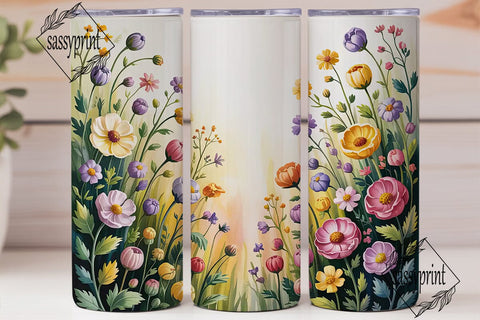 Watercolor Wildflowers 20oz Tumbler Wrap Sublimation sassyprint 
