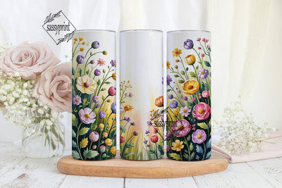 Watercolor Wildflowers 20oz Tumbler Wrap Sublimation sassyprint 