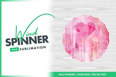 Watercolor wind spinner round heart design Sublimation Regulrcrative 
