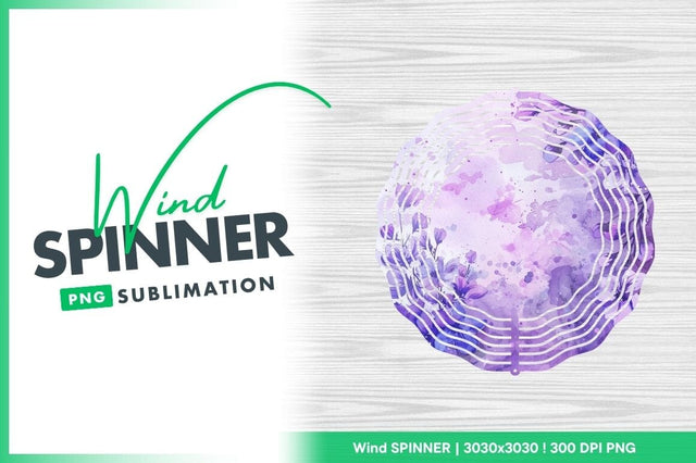 Watercolor wind spinner round violet template Sublimation Regulrcrative 